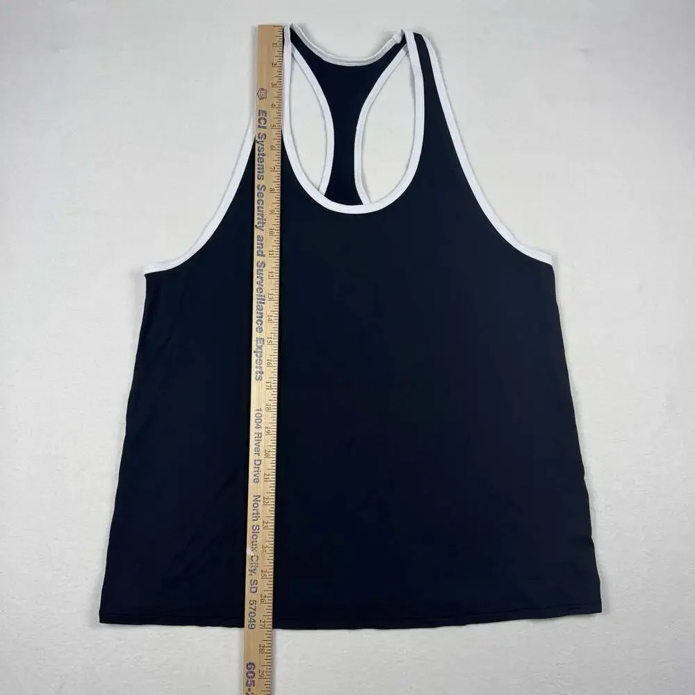 Alo Yoga Black and White Contrast Trim Racerback Tank Top